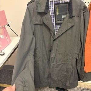 Jack & Jones Men's Charcoal Trench Coat